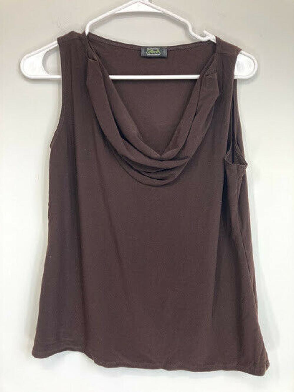 Shannon Ford Brown Cowl Neck Sleeveless Blouse
